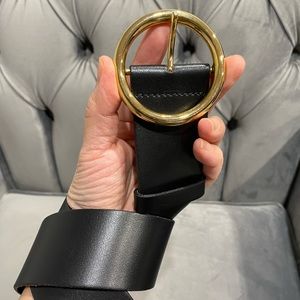 COPY - ZARA Leather Belt Round Buckle